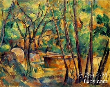 《磨石和树下的蓄水池》风景油画作品赏析