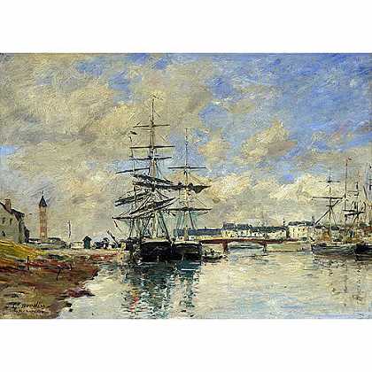 《多维尔海港》布丹1888年绘画作品赏析