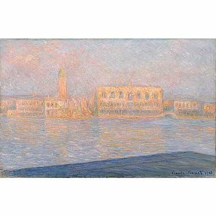 《从圣乔治教堂看总督宫殿》莫奈1908年绘画作品赏析