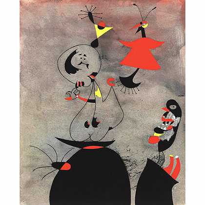 《被鸟儿唤醒的沉睡者》米罗1939年绘画作品赏析