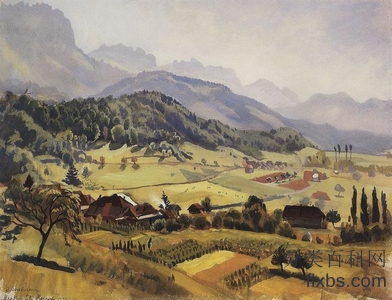 《安纳西的阿尔卑斯山脉》风景油画作品赏析