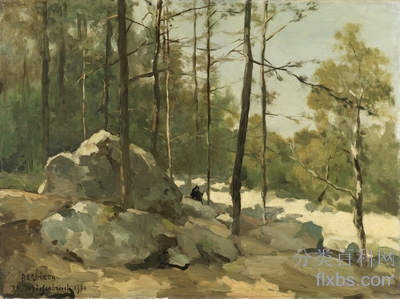《巴比松附近的森林景观》风景油画作品赏析