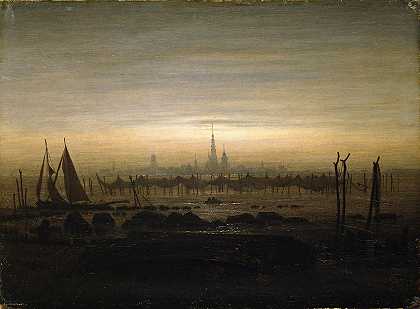 《月光下的格赖夫斯瓦尔德》风景油画作品赏析