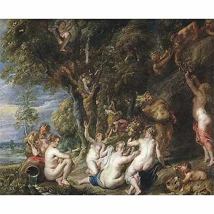《月神和萨梯》鲁本斯1640年绘画作品赏析
