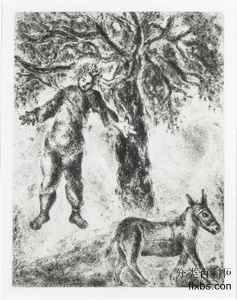 《骑着骡子的押沙龙被一棵巨大的橡树枝夹住了头发. (撒母耳2， 18:9)》宗教画作品赏析