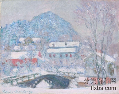 《挪威，山特维肯雪中的村庄》风景油画作品赏析