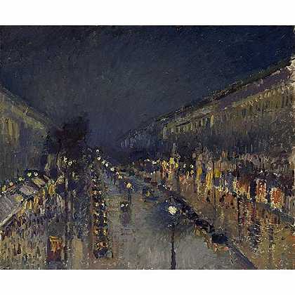 《晚上蒙马特的林荫大道》毕莎罗1897年绘画作品赏析