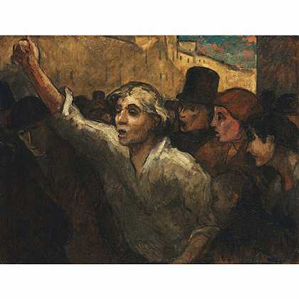 《暴动》杜米尔1860年绘画作品赏析