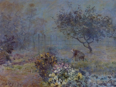 《有雾的早晨，邻居》风景油画作品赏析
