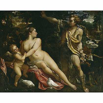 《维纳斯和阿多尼斯及邱比特》卡拉契1595年绘画作品赏析