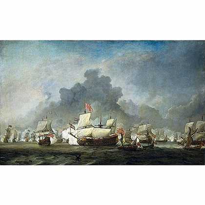 《米歇尔号的海战》范德维德1672年绘画作品赏析