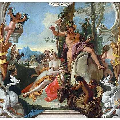 《酒神巴克斯和希神阿利阿德尼》提也波洛1743年绘画作品赏析