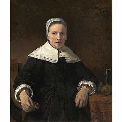 《拿石竹花的女人》林布兰特1656年绘画作品赏析
