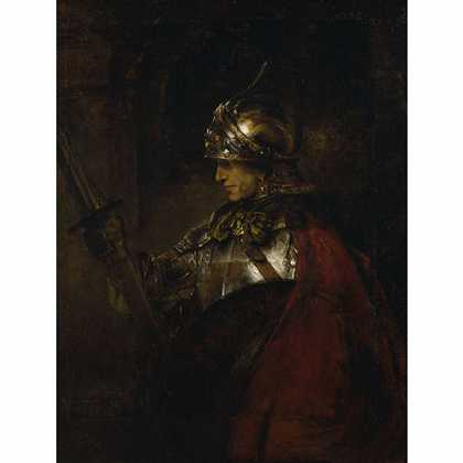 《一个穿盔甲的男人》林布兰特1655年绘画作品赏析
