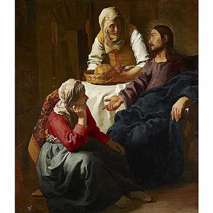 《在马莎及玛利家的基督》威梅尔1654年绘画作品赏析