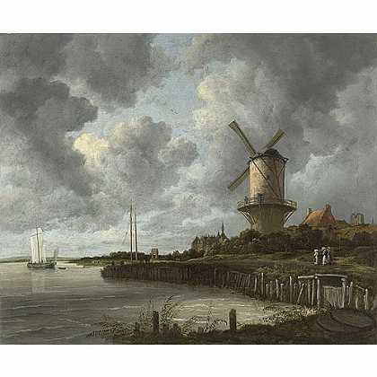 《荷兰的风车》雷斯达尔1670年绘画作品赏析