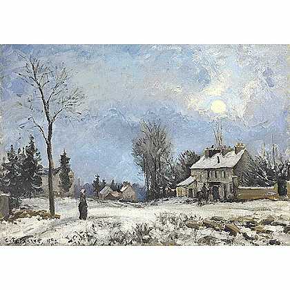 《从凡尔赛经路维希安的雪景》毕莎罗1872年绘画作品赏析