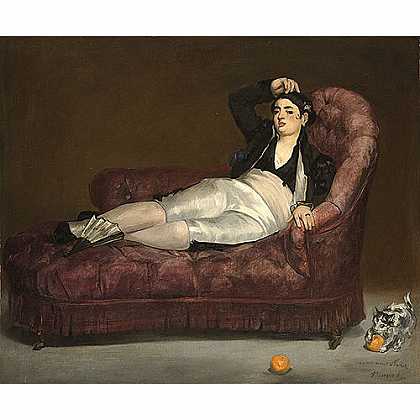 《穿西班牙服装的斜倚女子》马奈1862年绘画作品赏析