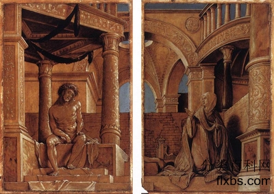 《基督与悲伤的圣母玛利亚像对折画》宗教画作品赏析