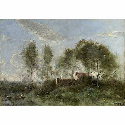 《高布隆的渔人小屋》柯罗1873年绘画作品赏析