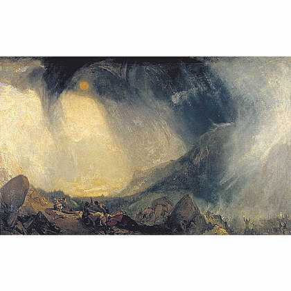 《暴风雪：汉尼拔率领大军跨越阿尔卑斯山》脱尔诺1812年绘画作品赏析