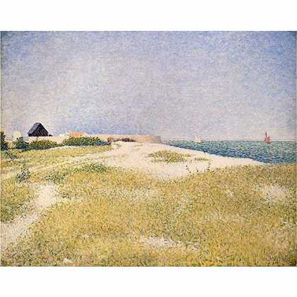 《大营港·圣桑要塞的风景》秀拉1885年绘画作品赏析