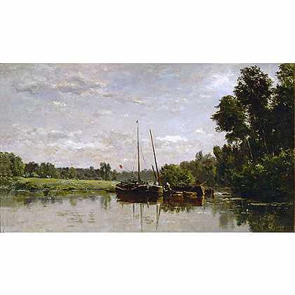 《瓦兹的小船》杜比尼1865年绘画作品赏析