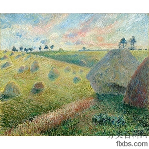 《欧斯尼村的乾草堆景观》毕莎罗1883年绘画作品赏析