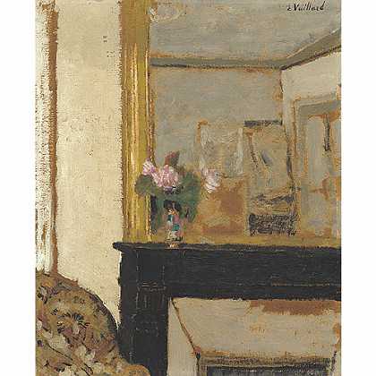 《壁炉架上的瓶花》威雅尔1900年绘画作品赏析
