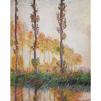 《白杨树(秋天)》莫奈1891年绘画作品赏析