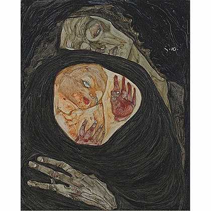 《死去的母亲》席勒1910年绘画作品赏析