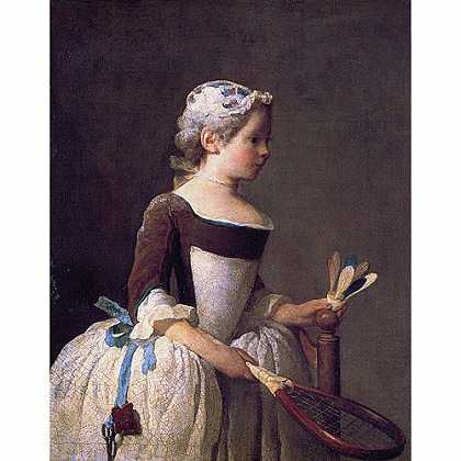 《打羽球的女孩》夏丹1740年绘画作品赏析