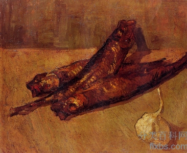 《静物：熏鲱鱼和大蒜》梵高绘画作品赏析