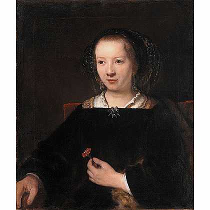 《年轻女子与康乃馨》林布兰特1656年绘画作品赏析
