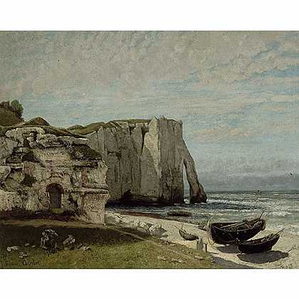 《风雨後的艾特达悬崖》高尔培1870年绘画作品赏析