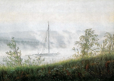 《在清晨雾中的风景画》风景油画赏析