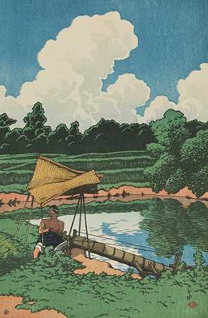 《灌溉稻田，旅行纪念品第二系列》油画风景作品赏析