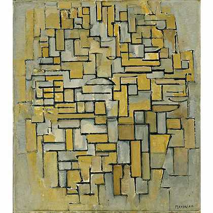 《棕色和灰色的构成》蒙得里安1913版创作绘画赏析