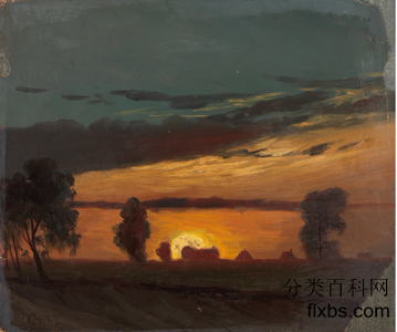 《日落时的风景》云景,油画风景作品赏析