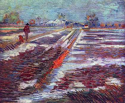 文森特·梵高《雪景》 1888 年 （34岁）作 后印象派风景画作品赏析