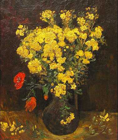 文森特·梵高《罂粟花》 1887 年 （33岁）作 后印象派花卉画作品赏析