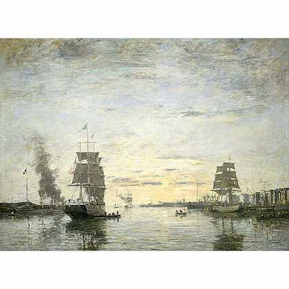 《哈弗尔港入口》布丹1883年作品赏析