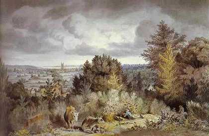 约翰·康斯特勃《戴德姆教堂和山谷》 1800 年 （23岁）作 浪漫主义风景画作品赏析