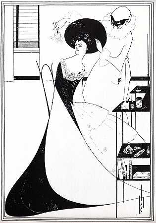 奥伯利·比亚兹莱《莎乐美的洗手间》 1894 年 （21岁）作 新艺术风格插画作品赏析