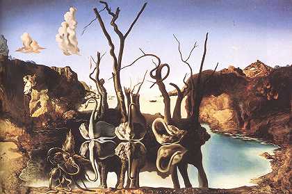 萨尔瓦多·达利《天鹅映象》 1937 年 （32岁）作 超现实主义风景画作品赏析