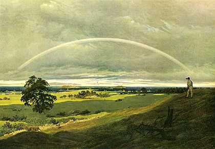 卡斯帕·弗里德里希《有彩虹的风景》 1810 年 （35岁）作 浪漫主义风景画作品赏析
