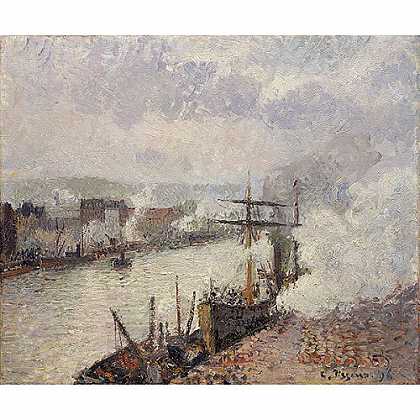 《卢昂港的汽船》毕莎罗1896版创作绘画赏析