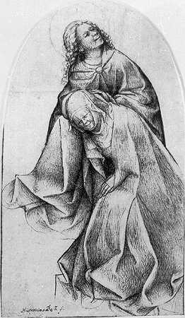 《十字架脚下的玛丽与约翰》人物画,素描/图纸赏析