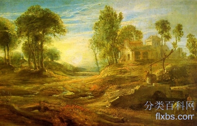 《有着水池的风景》油画风景作品赏析