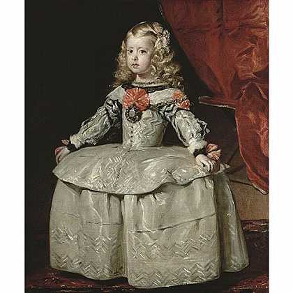 《穿白色连衣裙的玛格丽塔公主》维拉斯奎兹1656版创作绘画赏析